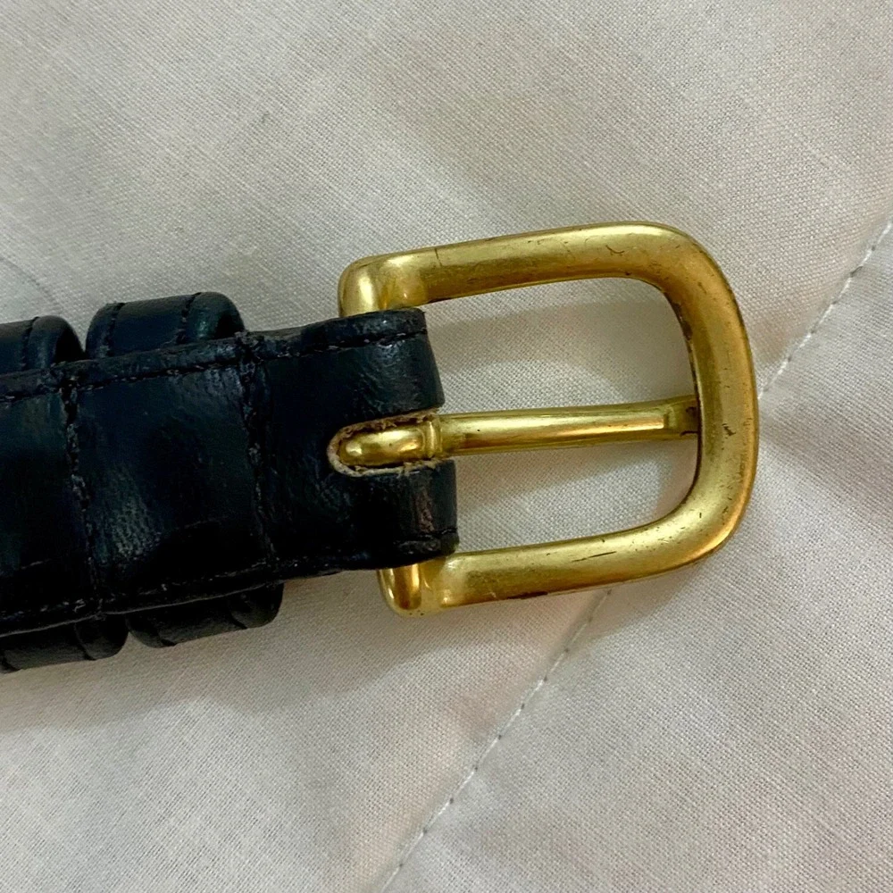 Coach 2800 Skinny Belt Women Small Navy Glove Tanned Leather Solid Brass USA